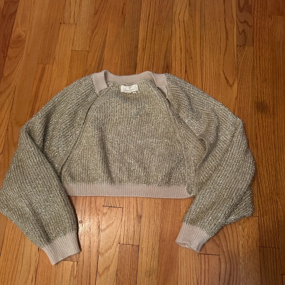 Anthropologie Metallic Gold Sweater